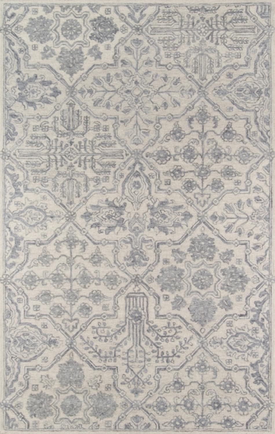 Regal Arabesque 24" Hand-Tufted Grey Wool Rectangular Rug