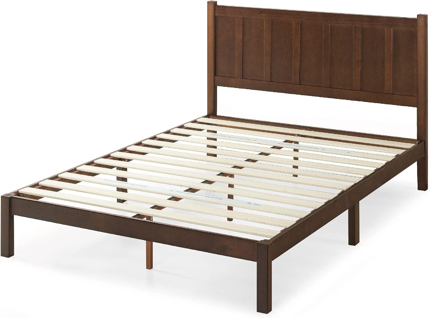 Adrian Queen Pine Wood Platform Bed with Headboard