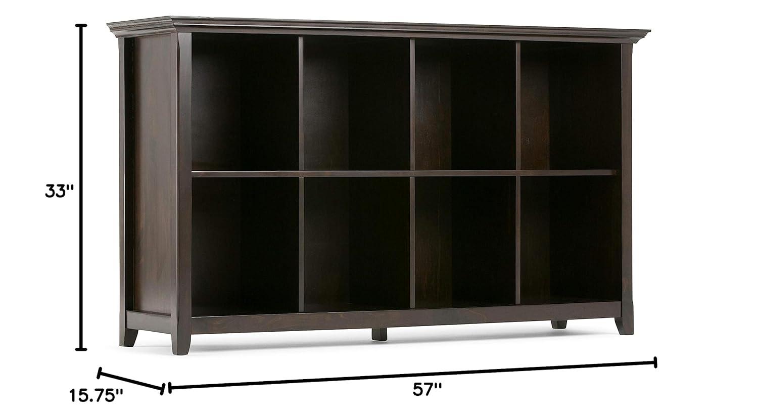 Simpli Home Amherst 57"W Solid Wood Storage Console Table with 8 Cube Storage