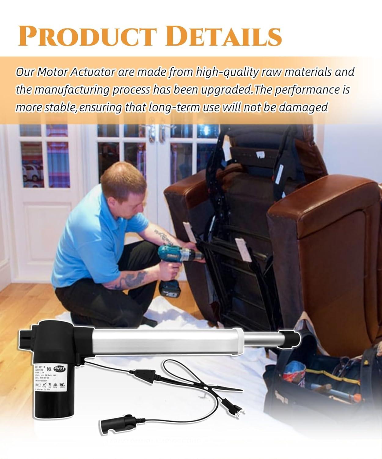 RMT R8112 Motor Linear Actuator for Power Recliner Lift Chair Electric Sofa