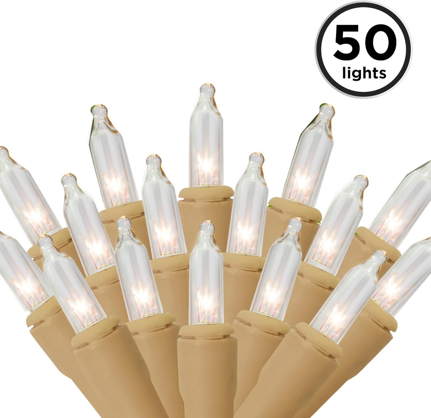 Brite Star 50 Count Designer Series Light Set, Clear, Champagne Wire