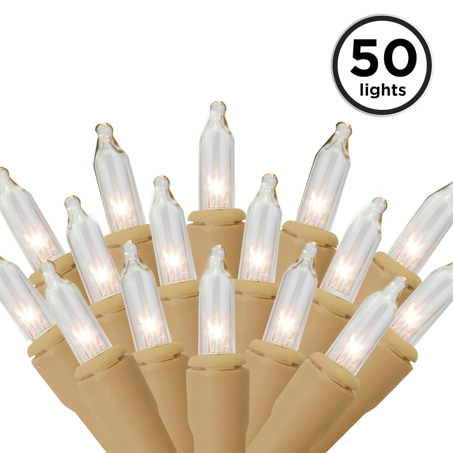 Brite Star 50 Count Designer Series Light Set, Clear, Champagne Wire