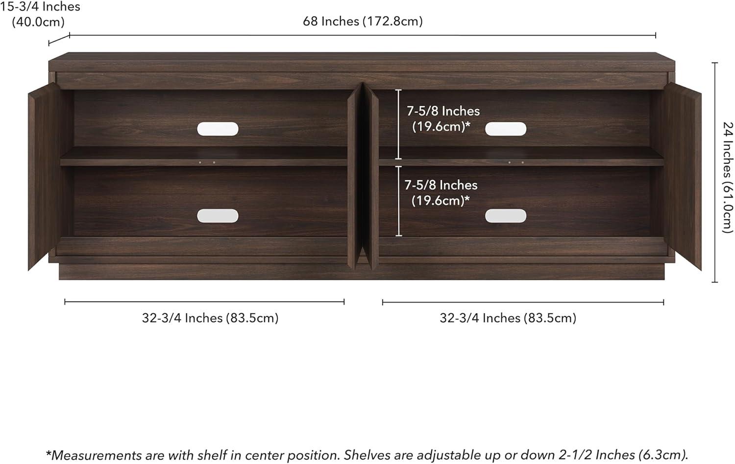 Presque 68" Alder Brown Composite TV Stand with Cabinets