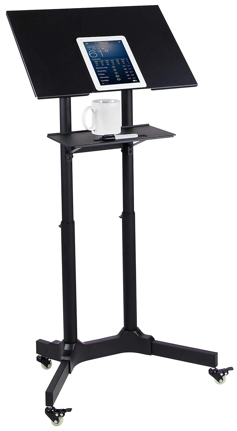 Mount-It! Mobile Standing Height Desk, Portable Podium and Rolling Presentation Lectern