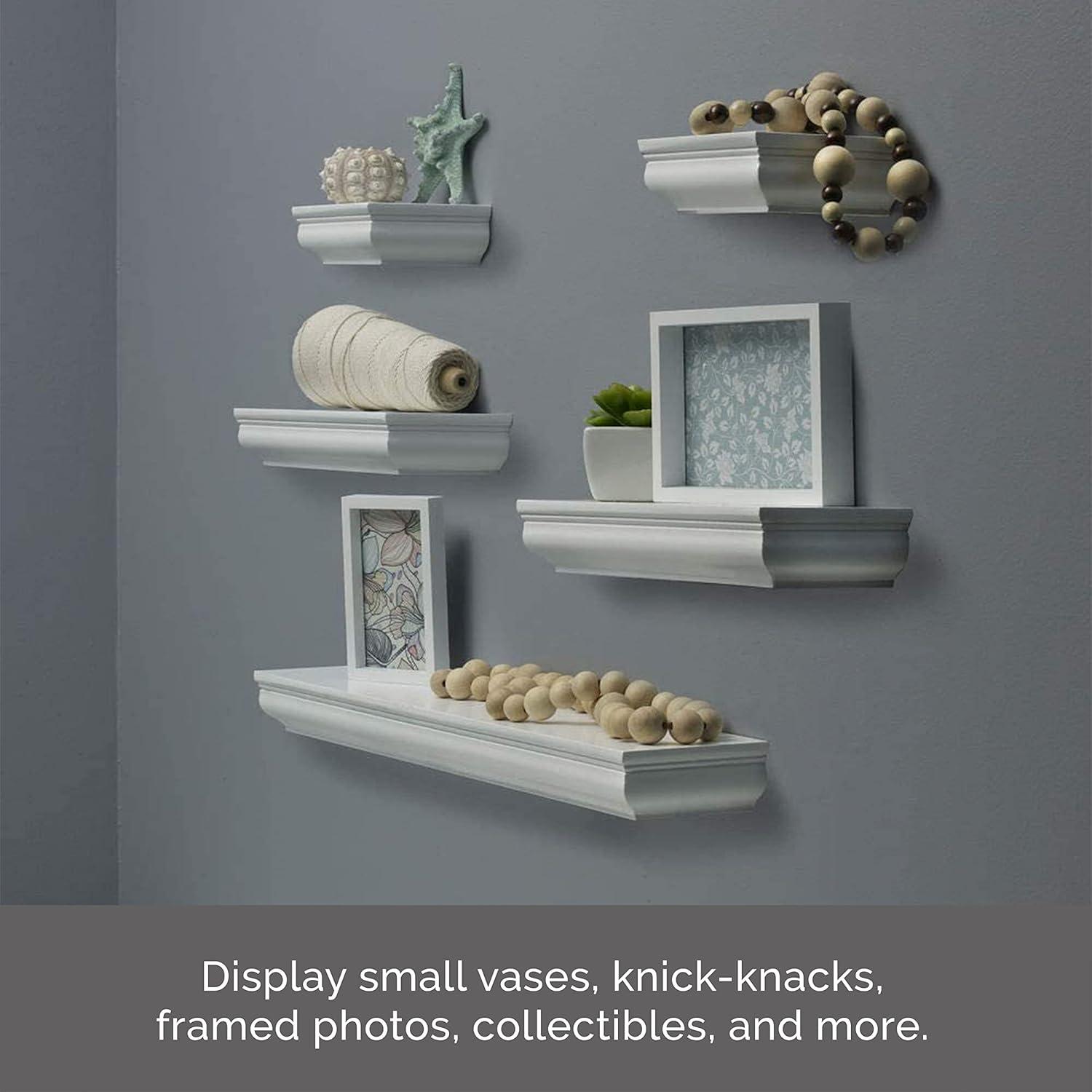 Melannco Melannco 5 Pieces Floating Molding Shelves for Bedroom, Living Room, Bathroom, Kitchen, Nursery (Set of 5)