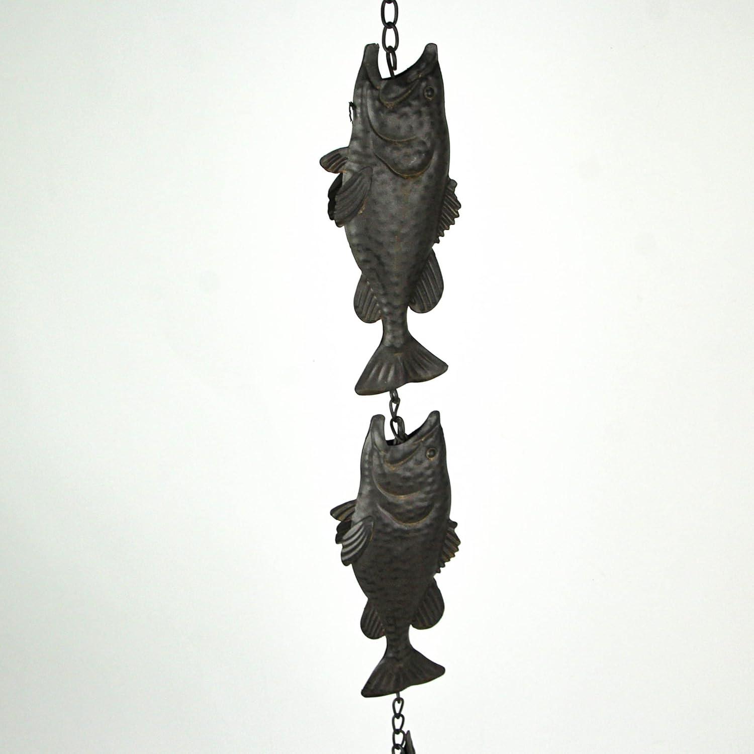 Things2Die4 71 inch Brown Metal Fish Gutter Downspout Rain Chain Home Decor Art