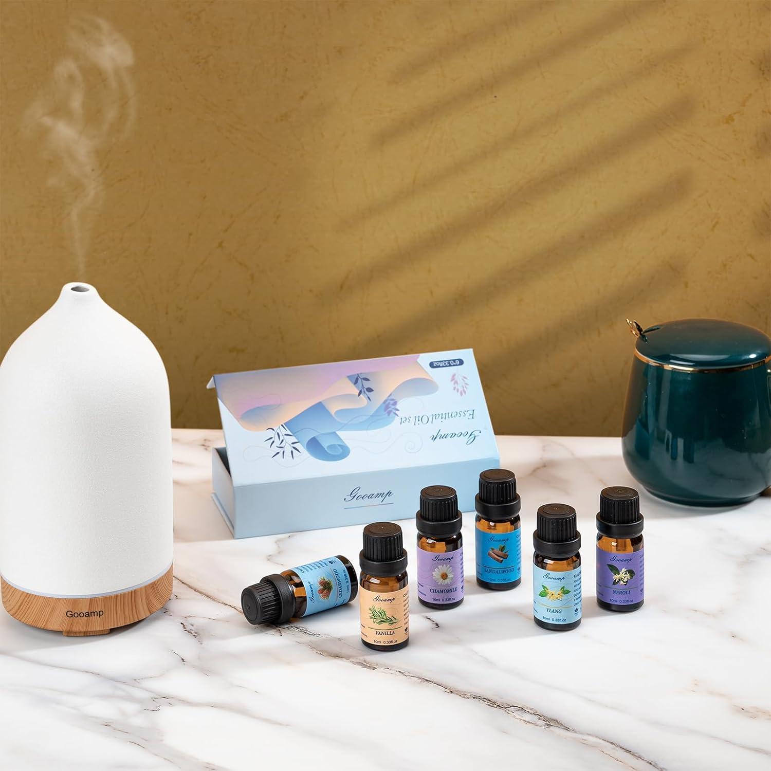 Essential Oils Set - Top 6 Blends for Diffusers, Home Care, Candle Making Scents, Fragrance, Aromatherapy, Humidifiers, Gifts - Peppermint, Tea Tree, Lavender, Eucalyptus, Lemongrass, Orange (10mL)