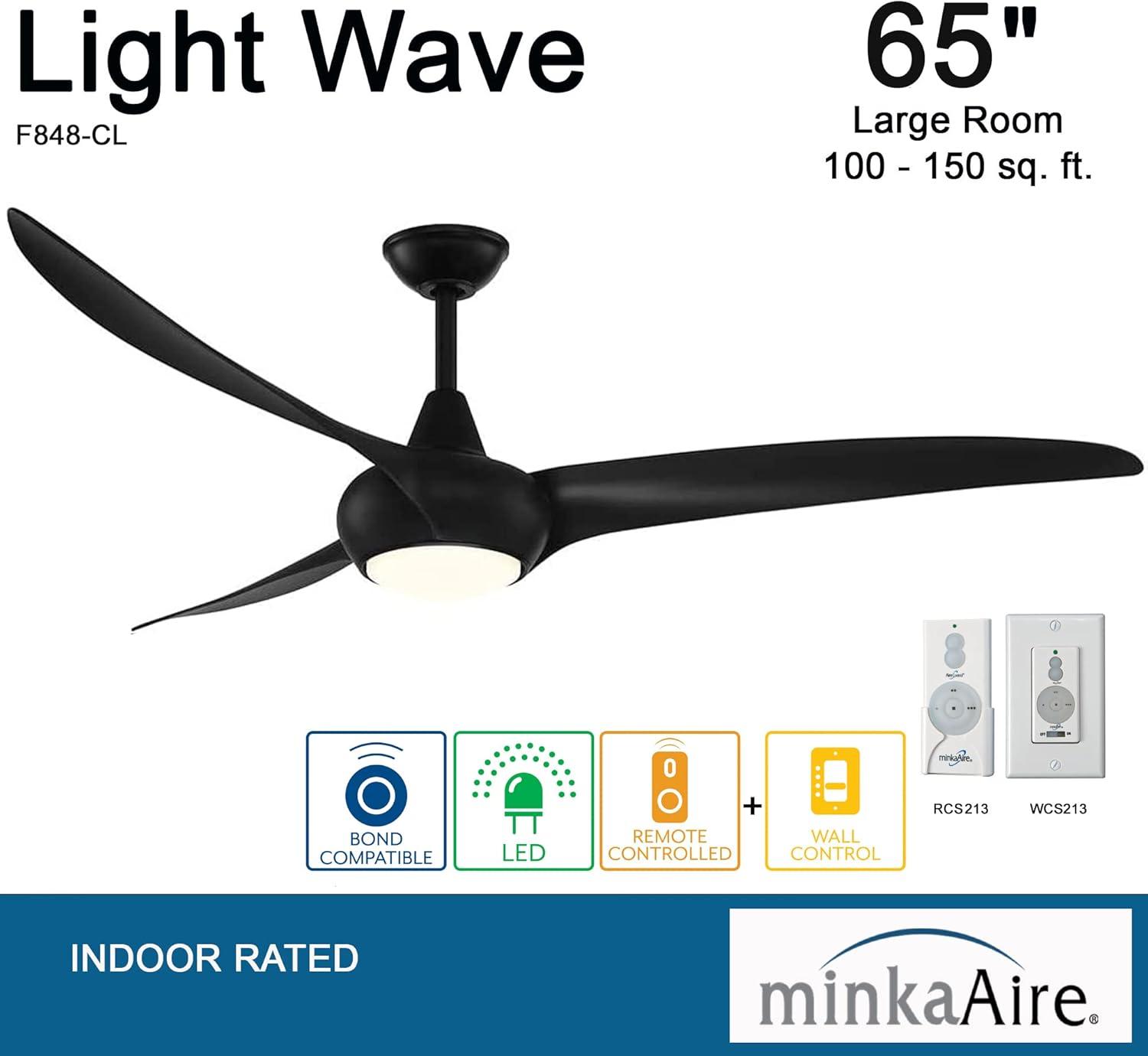 65" Minka Aire Modern Indoor Ceiling Fan LED Light Remote Control Coal for Living Room Kitchen Bedroom Family Dining House Office