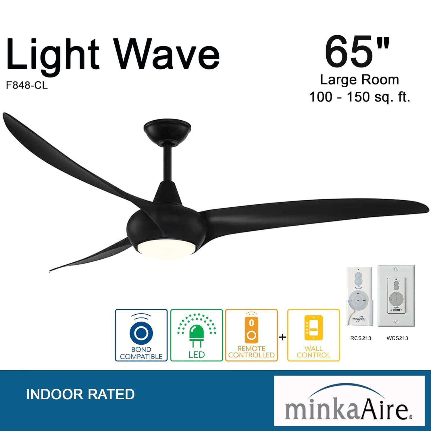 65" Minka Aire Modern Indoor Ceiling Fan LED Light Remote Control Coal for Living Room Kitchen Bedroom Family Dining House Office