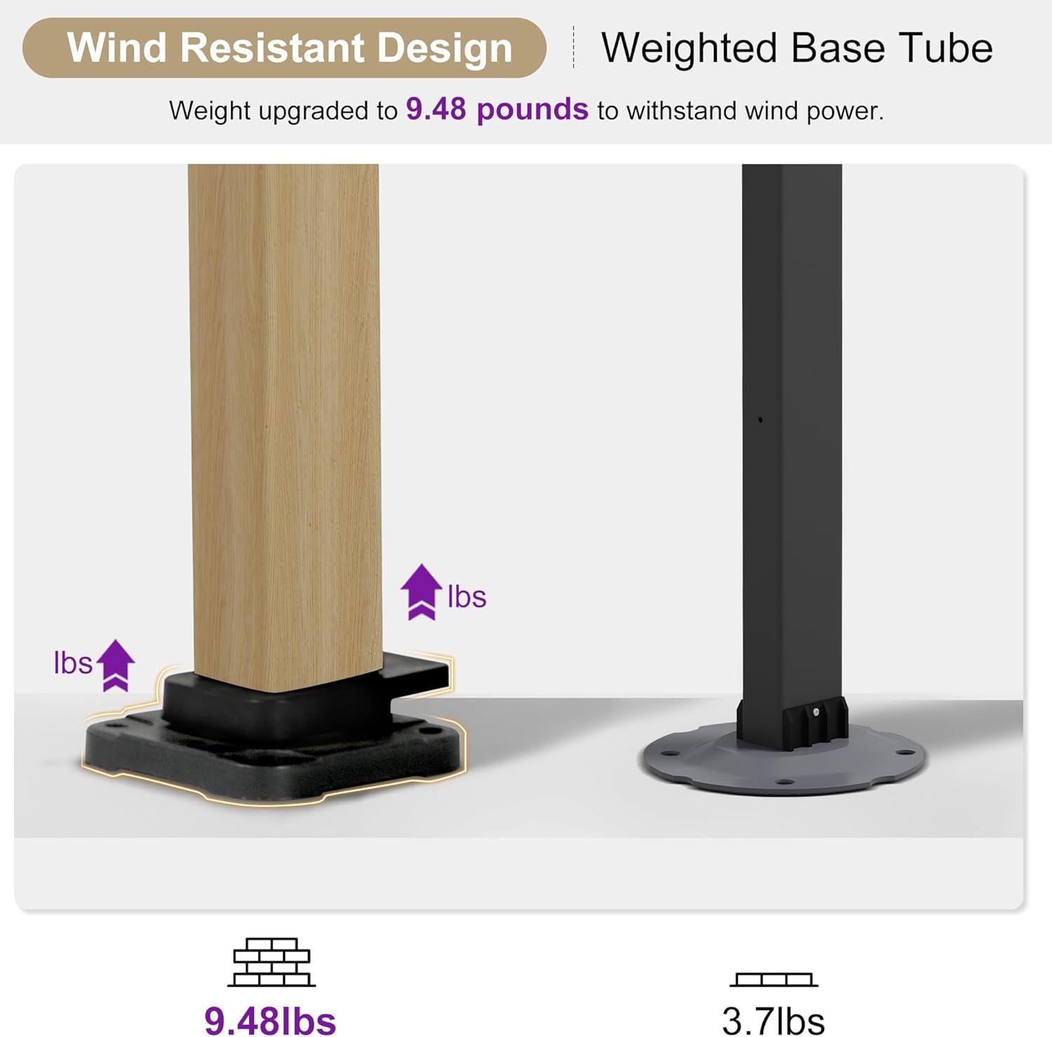 PURPLE LEAF 10FT Patio Umbrella Square Cantilever Umbrella Teak Finished Aluminum Frame Large Windproof Offset Outdoor Sun Umbrellas for Beach Pool Deck, Grey