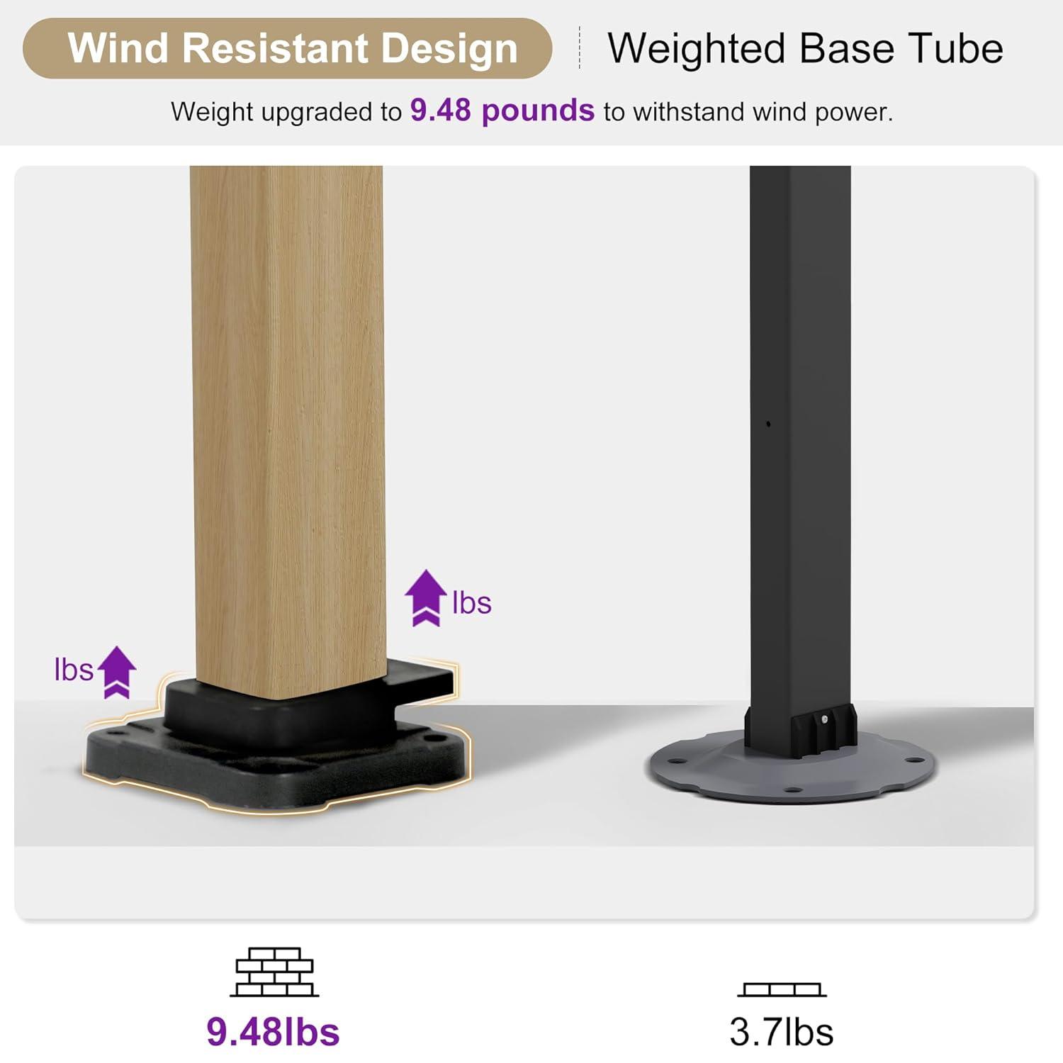 PURPLE LEAF 10FT Patio Umbrella Square Cantilever Umbrella Teak Finished Aluminum Frame Large Windproof Offset Outdoor Sun Umbrellas for Beach Pool Deck, Grey