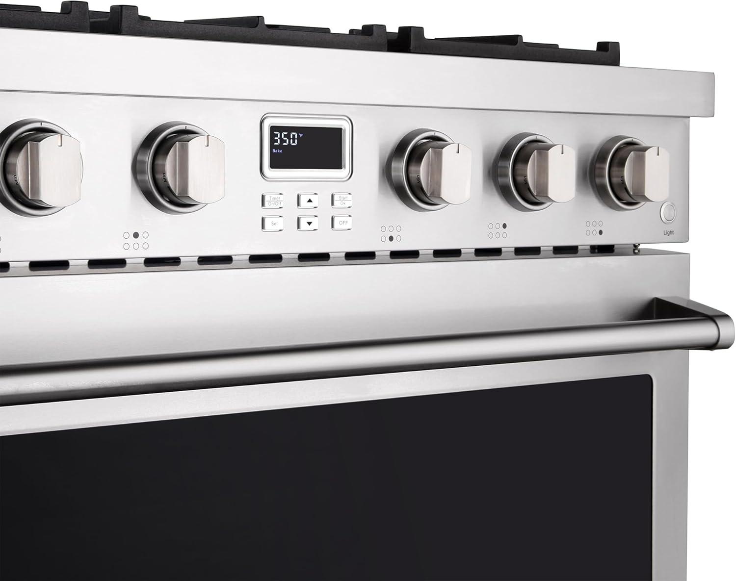 Cosmo Cosmo 36 in. Lumin Collection 6.0 cu. ft. Gas Range with 6 Sealed Gas Burners and Convection Oven in Stainless Steel COS-GRC366KB