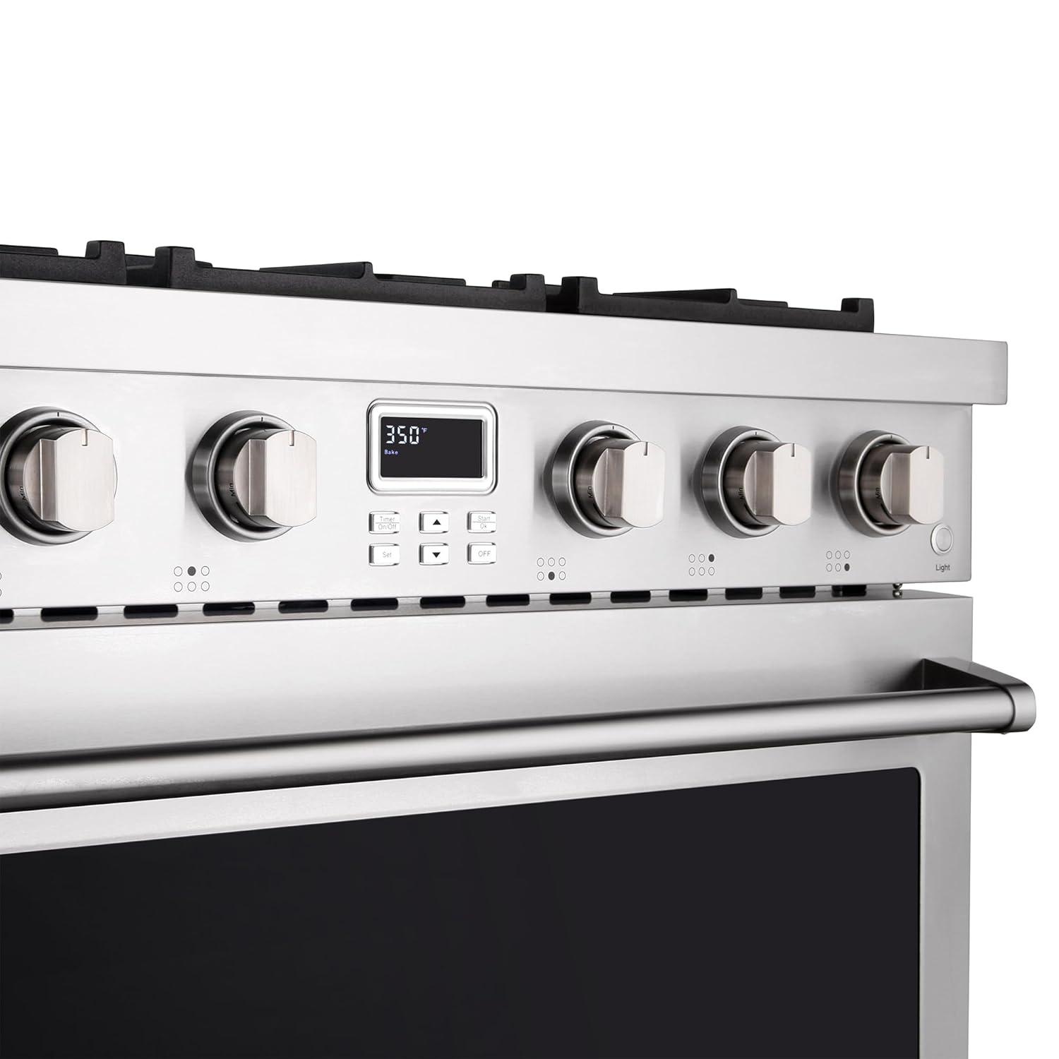 Cosmo Cosmo 36 in. Lumin Collection 6.0 cu. ft. Gas Range with 6 Sealed Gas Burners and Convection Oven in Stainless Steel COS-GRC366KB