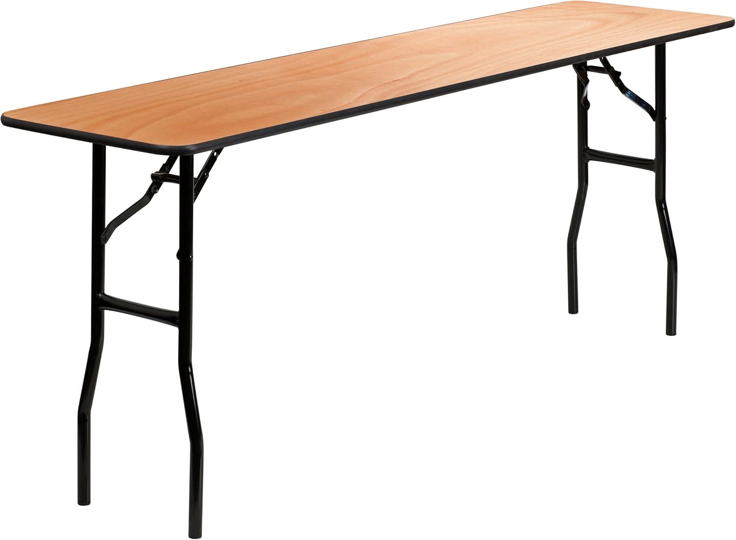 Emma and Oliver 6-Foot Rectangular Wood Folding Training / Seminar Table with Clear Coated Top