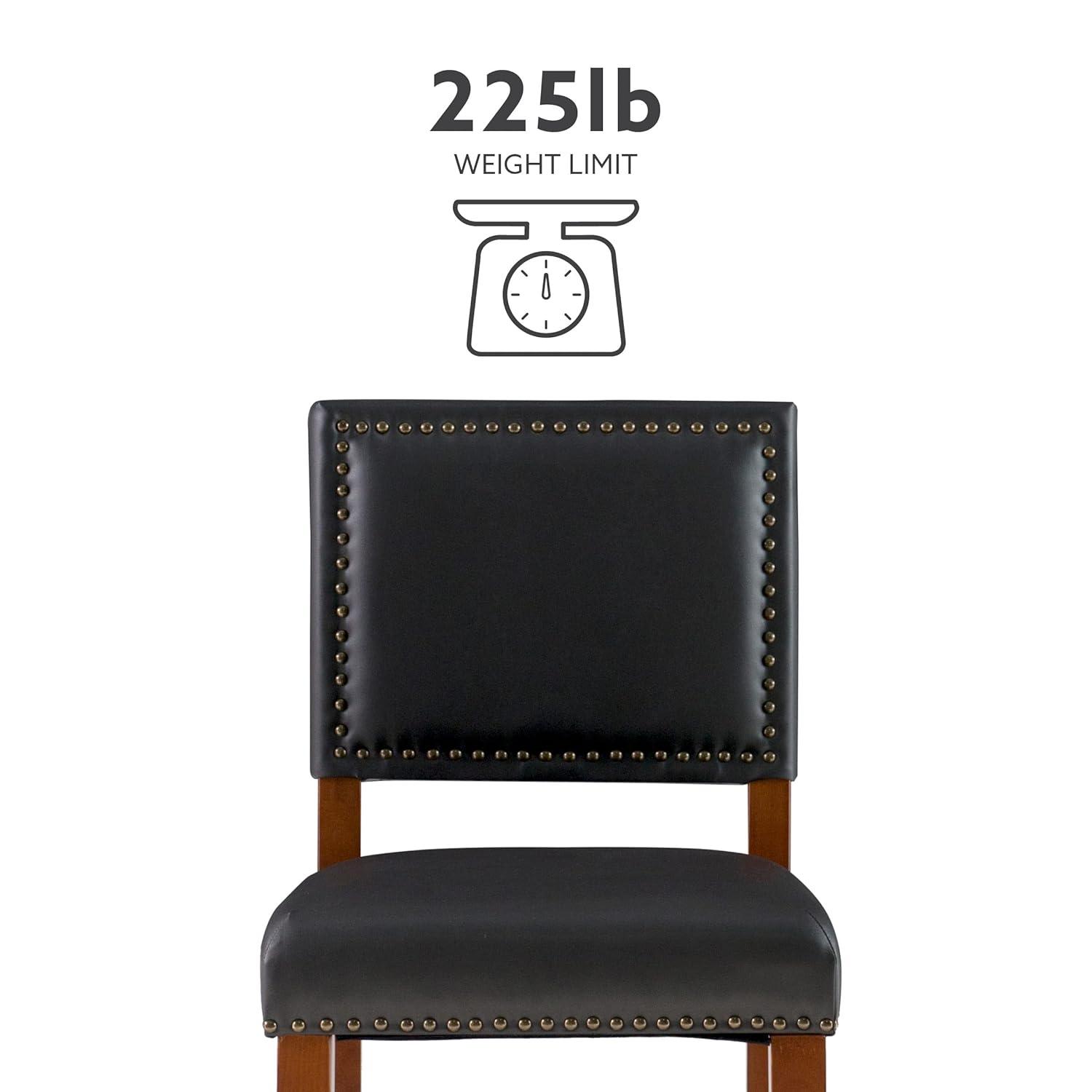 29" Brook Padded Back and Seat Faux Leather Barstool Hardwood/Black - Linon
