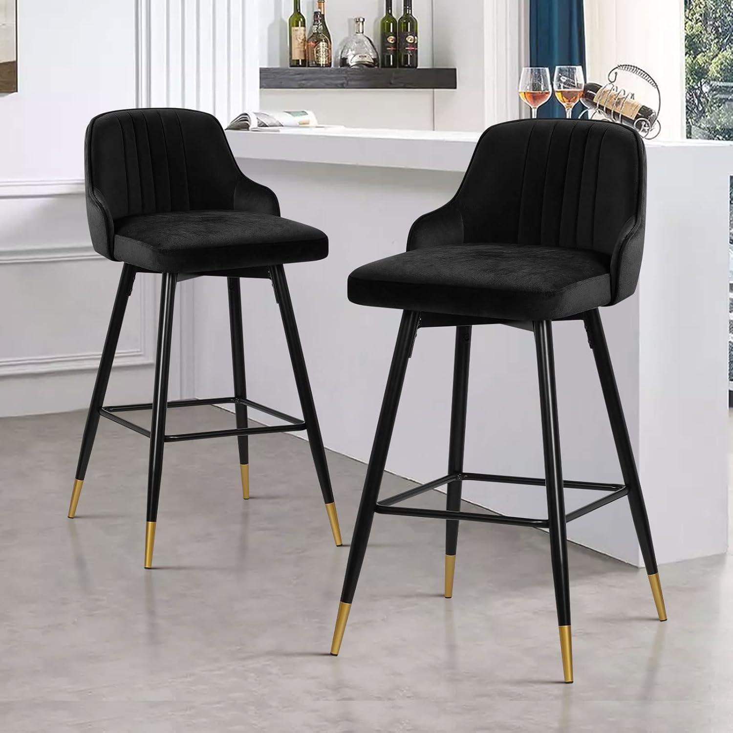 Swivel Velvet Upholstered Counter & Bar Stool (Set of 2)