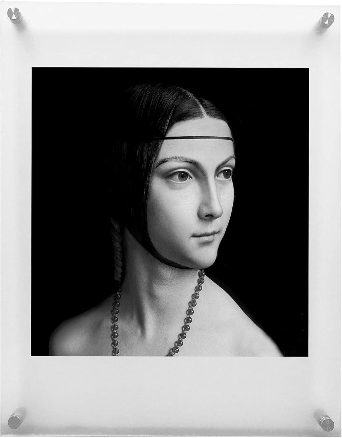 11x14 Floating Acrylic Picture Frame with Chrome Standoff Double Panel Wall Mount Photo Frame for Picture Up to inches (11x14)