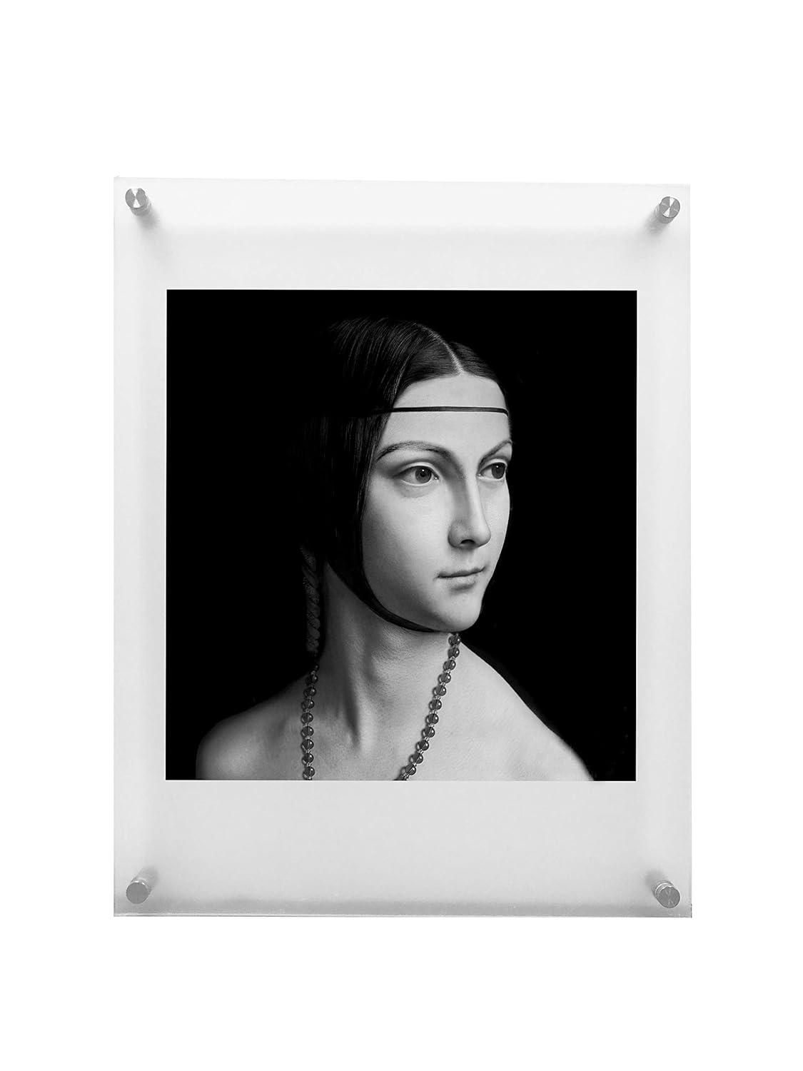 11x14 Floating Acrylic Picture Frame with Chrome Standoff Double Panel Wall Mount Photo Frame for Picture Up to inches (11x14)