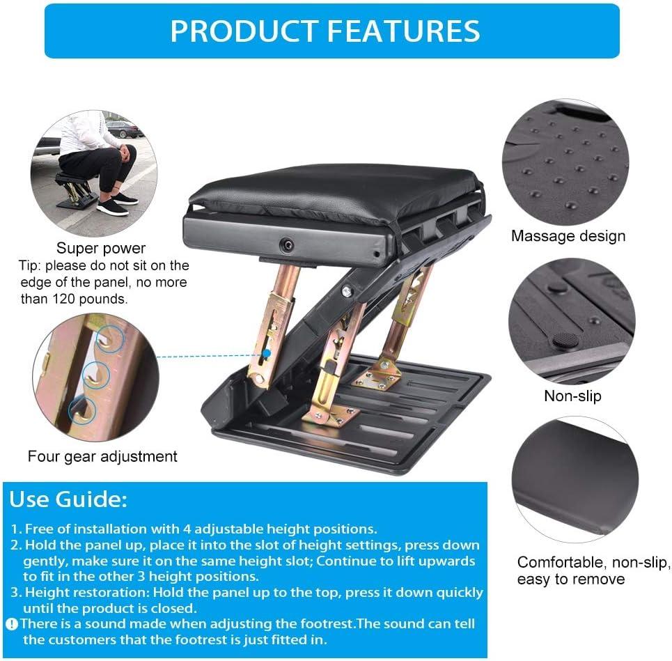 Foot Rest for Under Desk at Work 4-Level Height Adjustable, Ergonomic Foldable Footrest for Office, Gaming,Computer, Soft & Removable Pad Desk Foot Stool Suitable for All Seasons