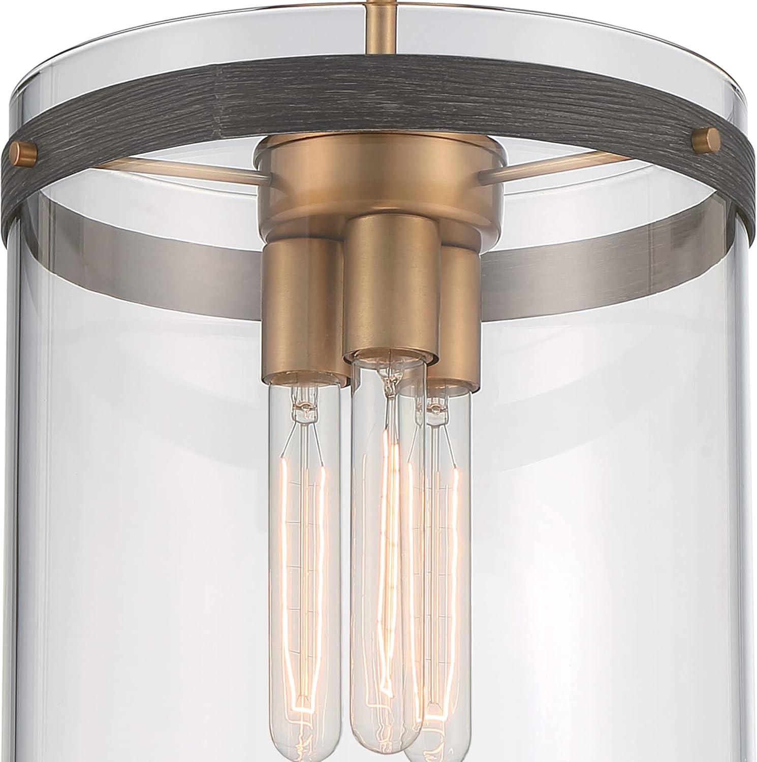 Reflecta Old Satin Brass 3-Light Pendant with Clear Glass