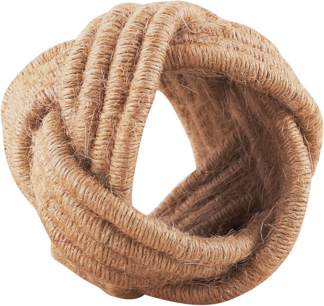 12 Pcs Rattan Napkin Rings - Farmhouse Nautical Napkin Ring Holders - Adornment for Table Settings, Kitchen, Dinner, Party, Wedding, Gifting (Brown) - CLEENTABLE