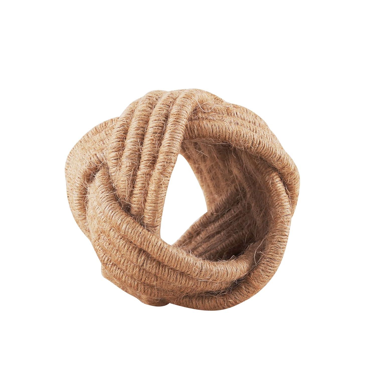 12 Pcs Rattan Napkin Rings - Farmhouse Nautical Napkin Ring Holders - Adornment for Table Settings, Kitchen, Dinner, Party, Wedding, Gifting (Brown) - CLEENTABLE