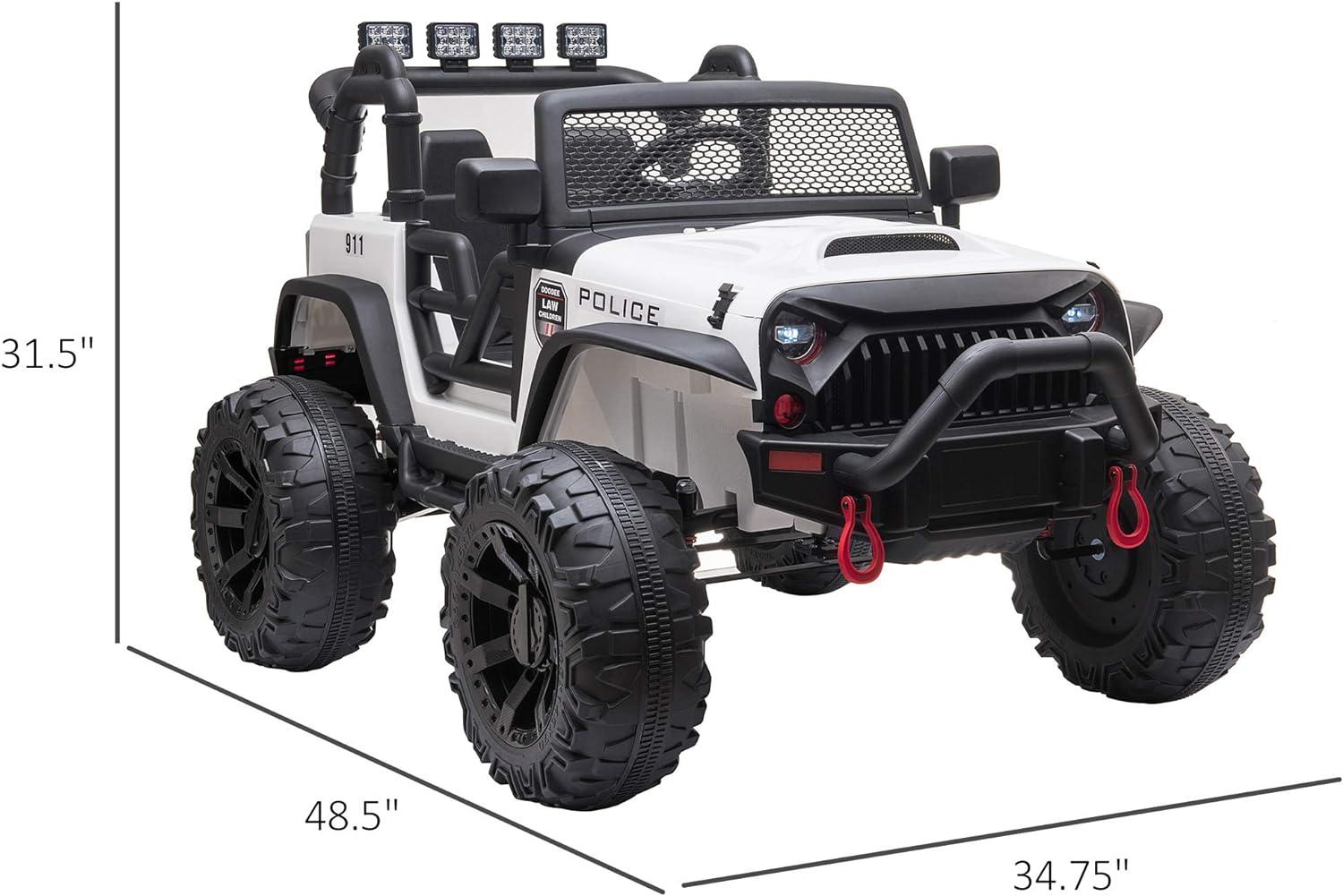 White 12V Kids Ride-On Police Dune Buggy with Remote Control