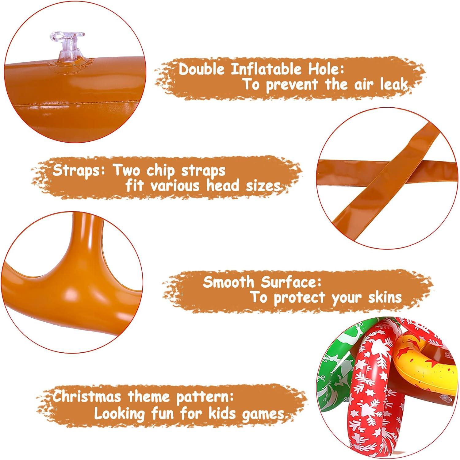 Max Fun Inflatable Reindeer Antler Ring Toss Christmas Games Indoor Outdoor Party Games Hat for Xmas Gifts Holiday Party Supplies Favors Games for Family