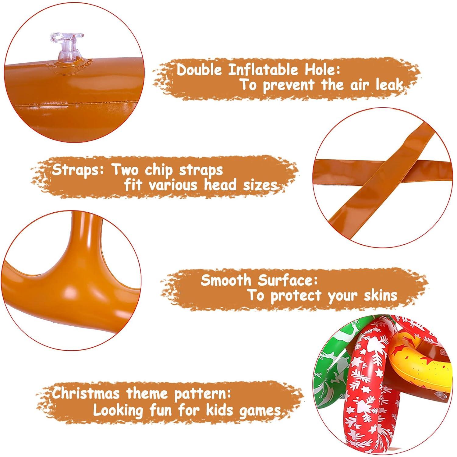 Max Fun Inflatable Reindeer Antler Ring Toss Christmas Games Indoor Outdoor Party Games Hat for Xmas Gifts Holiday Party Supplies Favors Games for Family