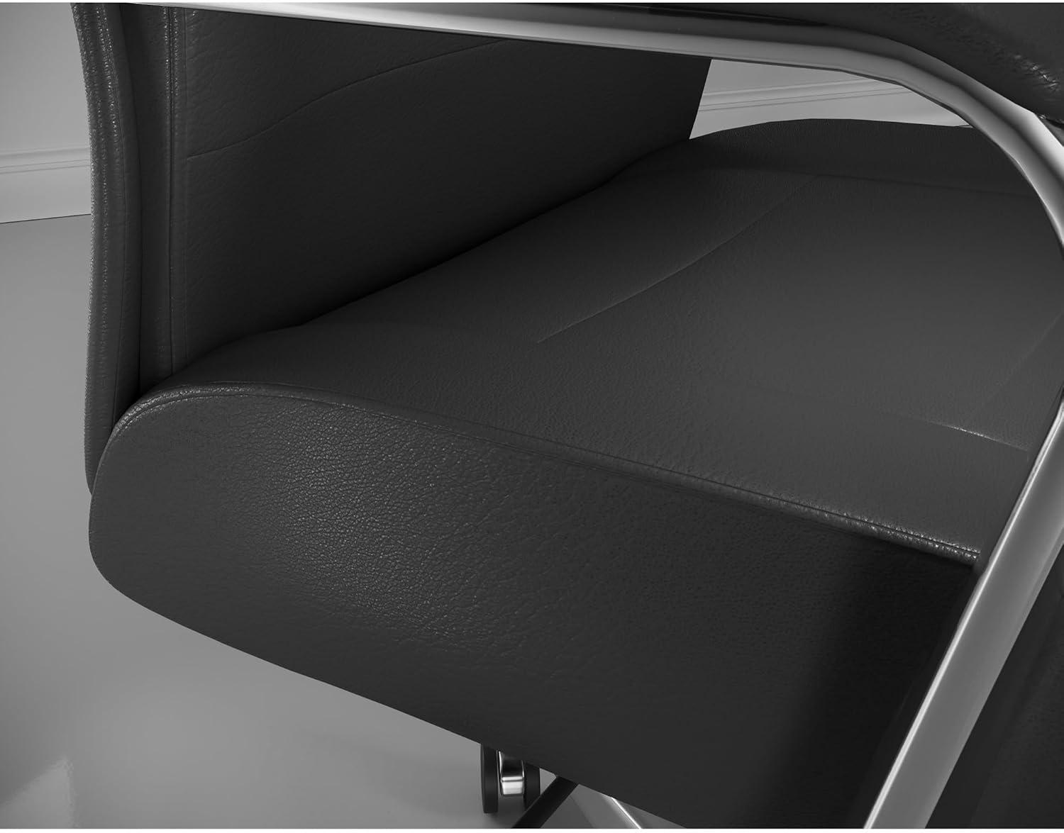 ® Modern Comfort Modee Vegan Leather High-Back Executive Office Chair, Black/Chrome, BIFMA Compliant