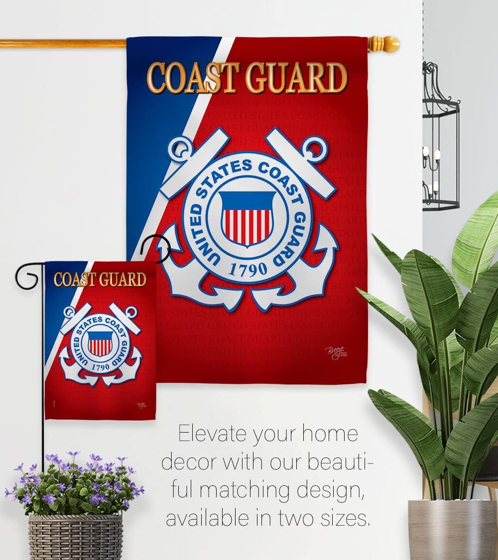 Breeze Decor H108056-BO Coast Guard Americana Military Impressions Decorative Vertical 28" x 40" Double Sided House Flag