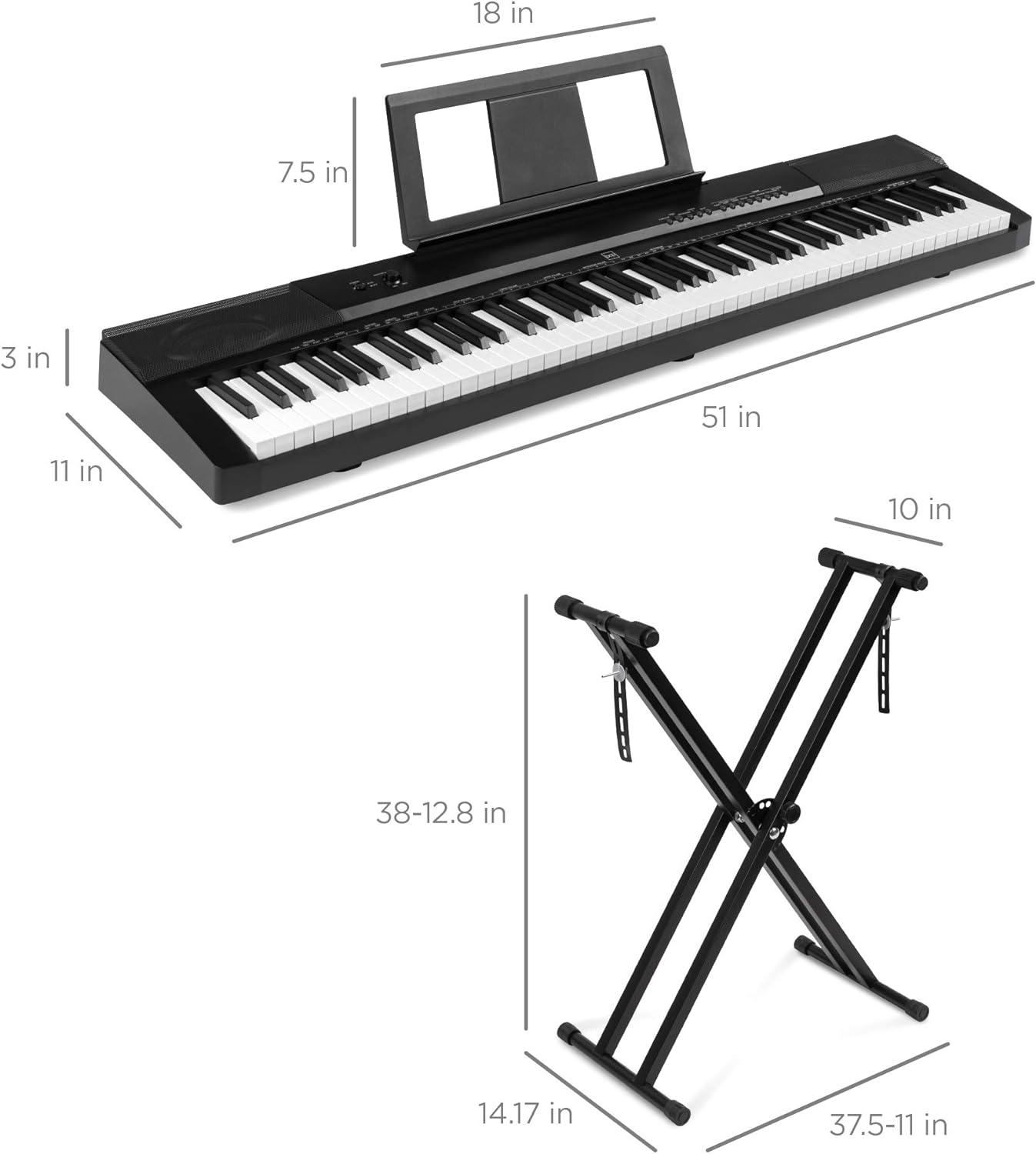 88-Key Black Digital Piano with Stand and Pedal