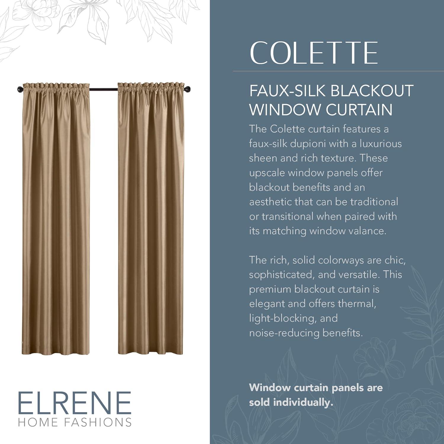 Elrene Colette Faux Silk Blackout Single Window Curtain Panel - Elrene Home Fashions