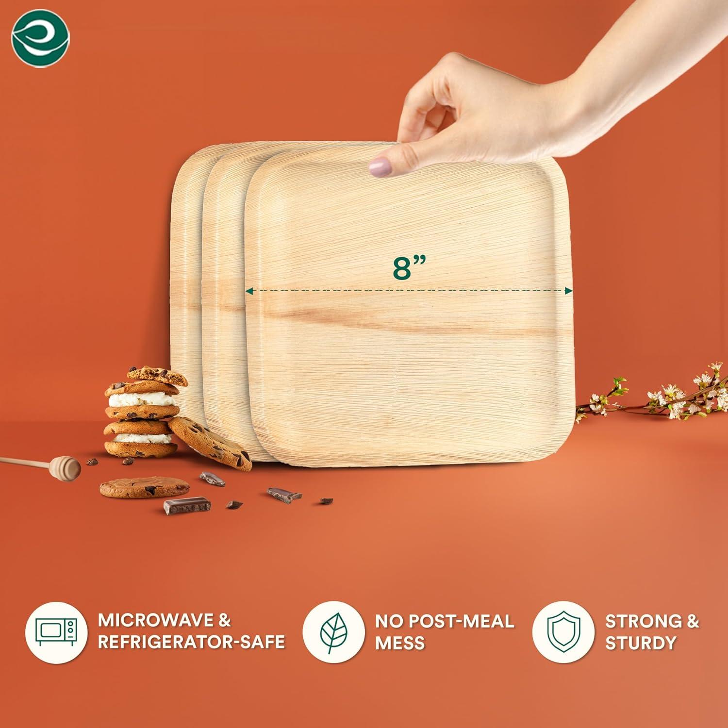Ecosoul Home - Palm Leaf Plates 8 In Sqr - Case Of 8-20 Ct