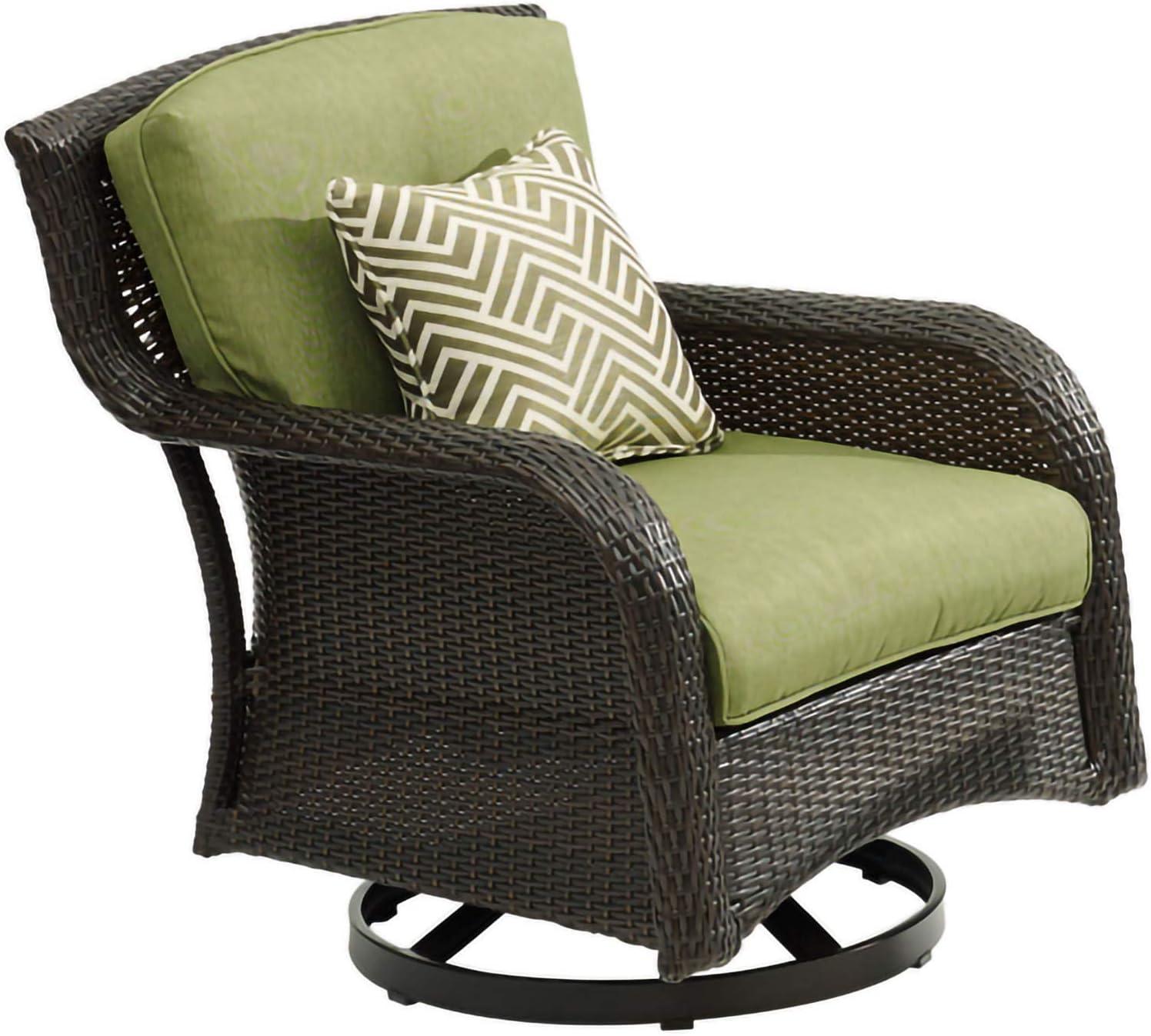 Hanover Strathmere 4-Piece Wicker and Steel Outdoor Conversation Set, Cilantro Green