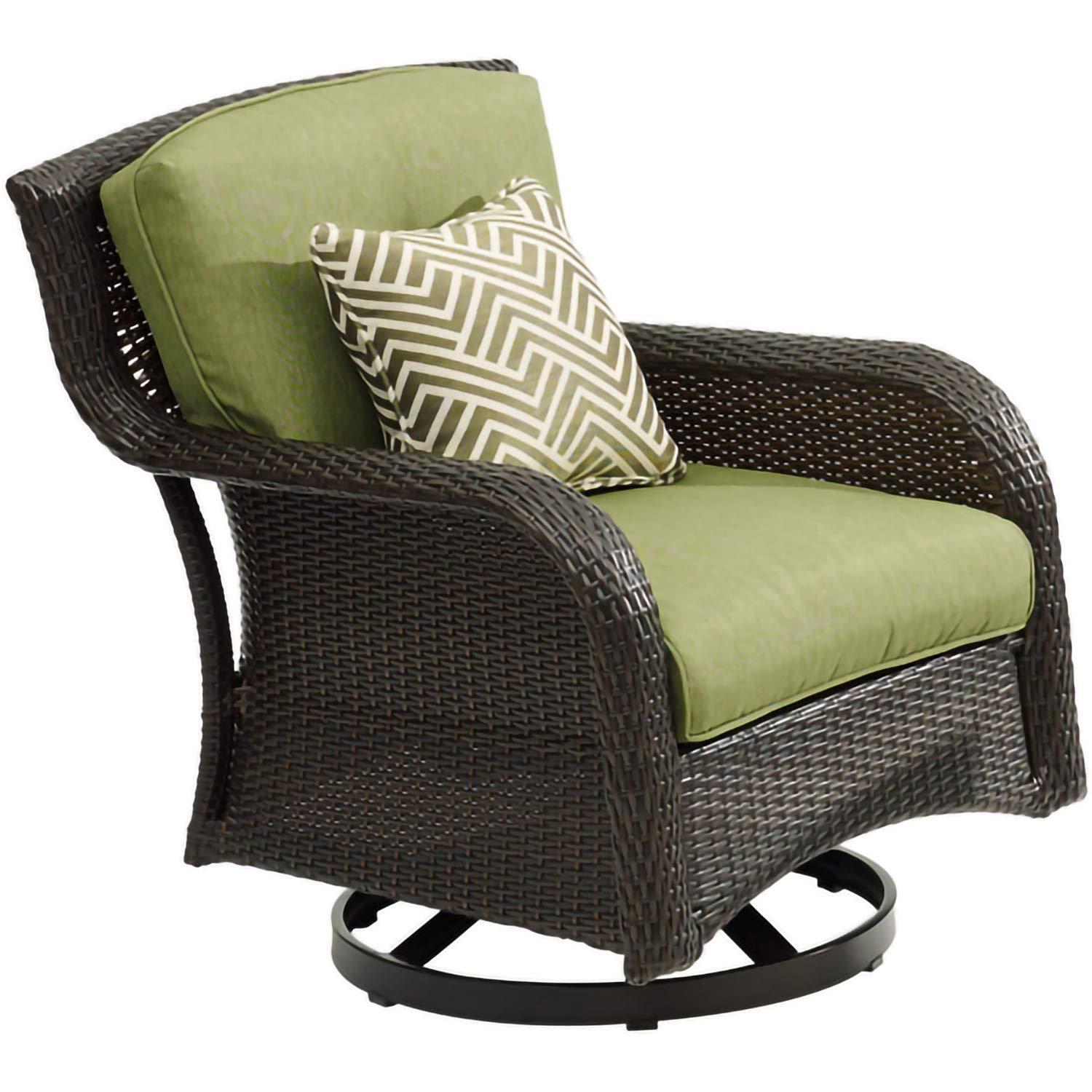 Hanover Strathmere 4-Piece Wicker and Steel Outdoor Conversation Set, Cilantro Green