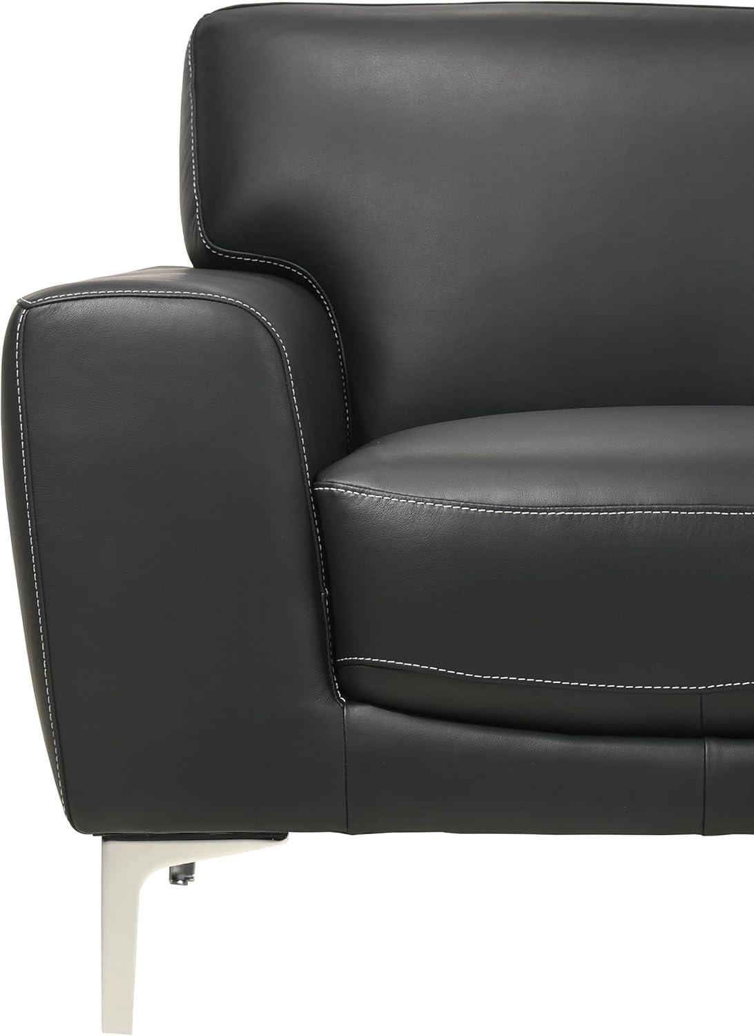 New Classic Furniture Carrara Top Grain Italian Leather Loveseat in Black