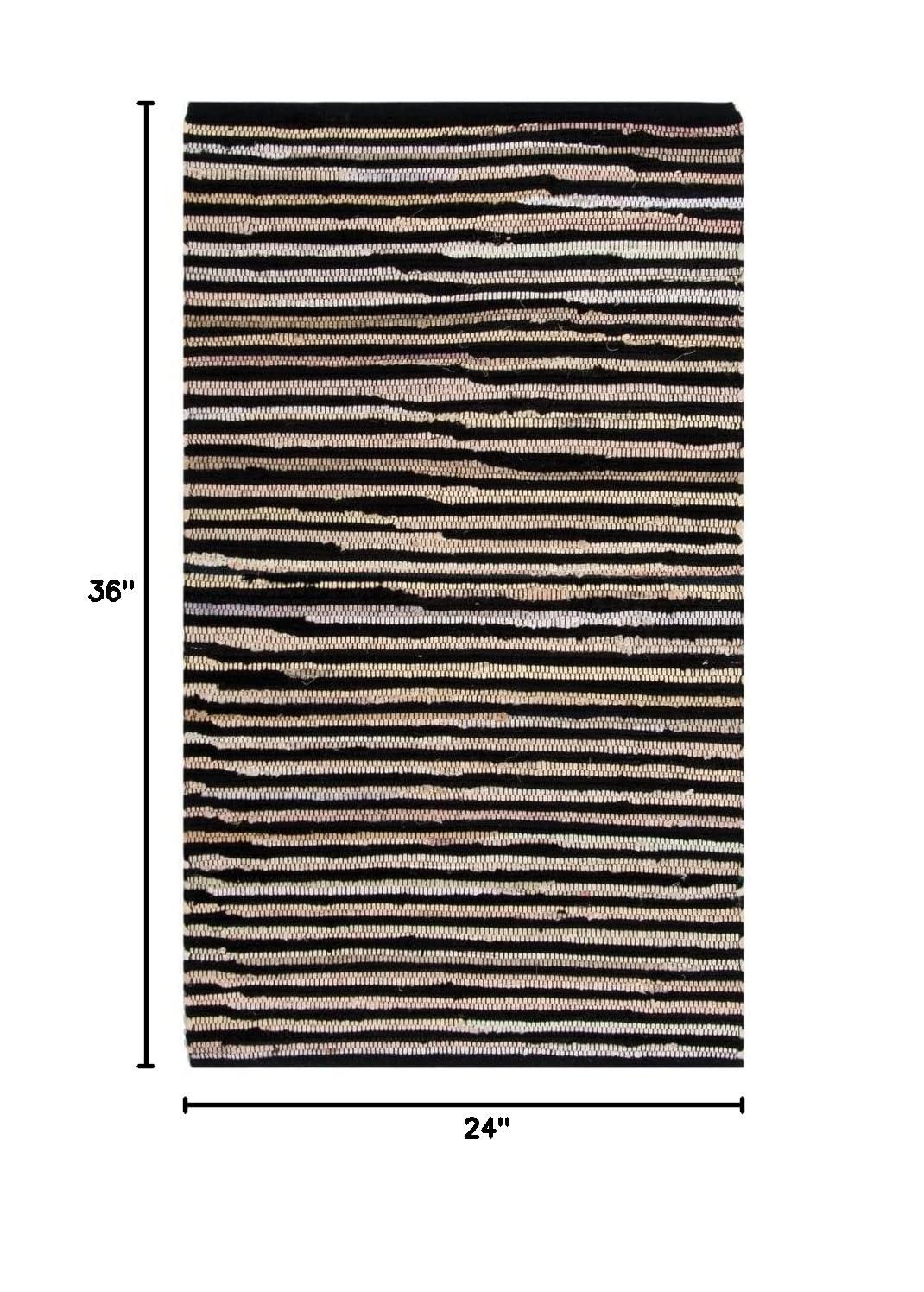 Rag Rug RAR130 Hand Woven Indoor Accent Rug - Black/Multi - 2'x3' - Safavieh.