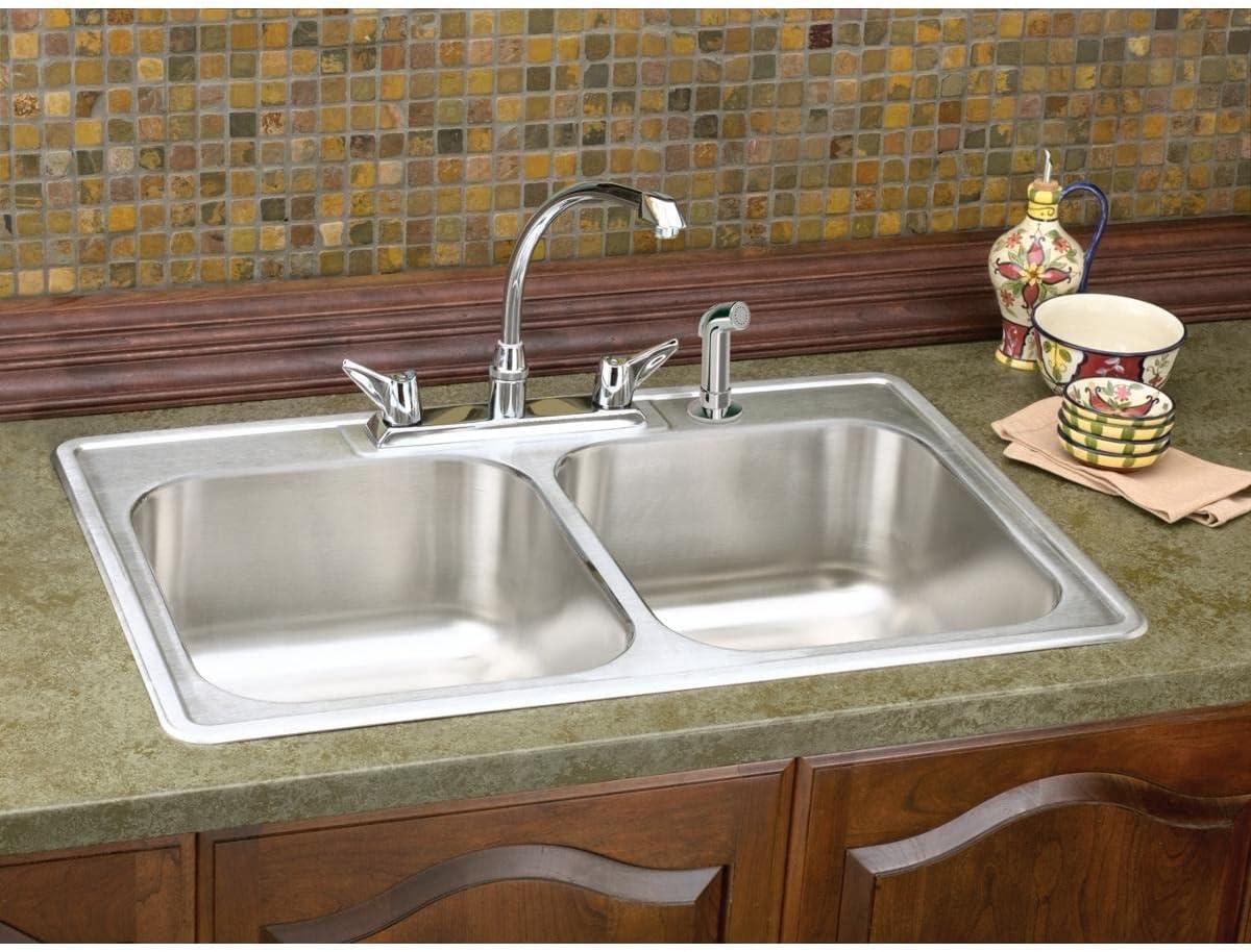 Elkay 33" x 22" Stainless Steel Double Bowl Kitchen Sink