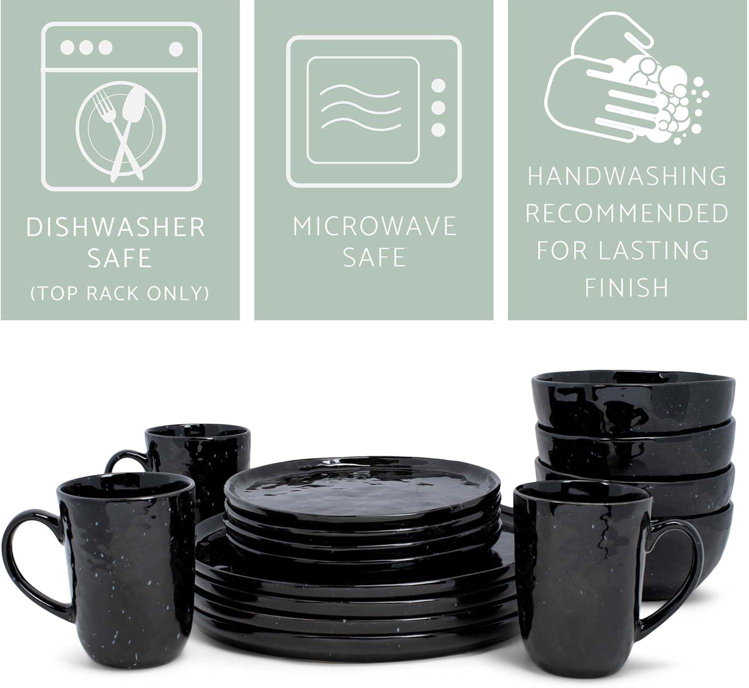 Stone Lain Jade 16-Piece Stoneware Dinnerware Set, Service for 4, White