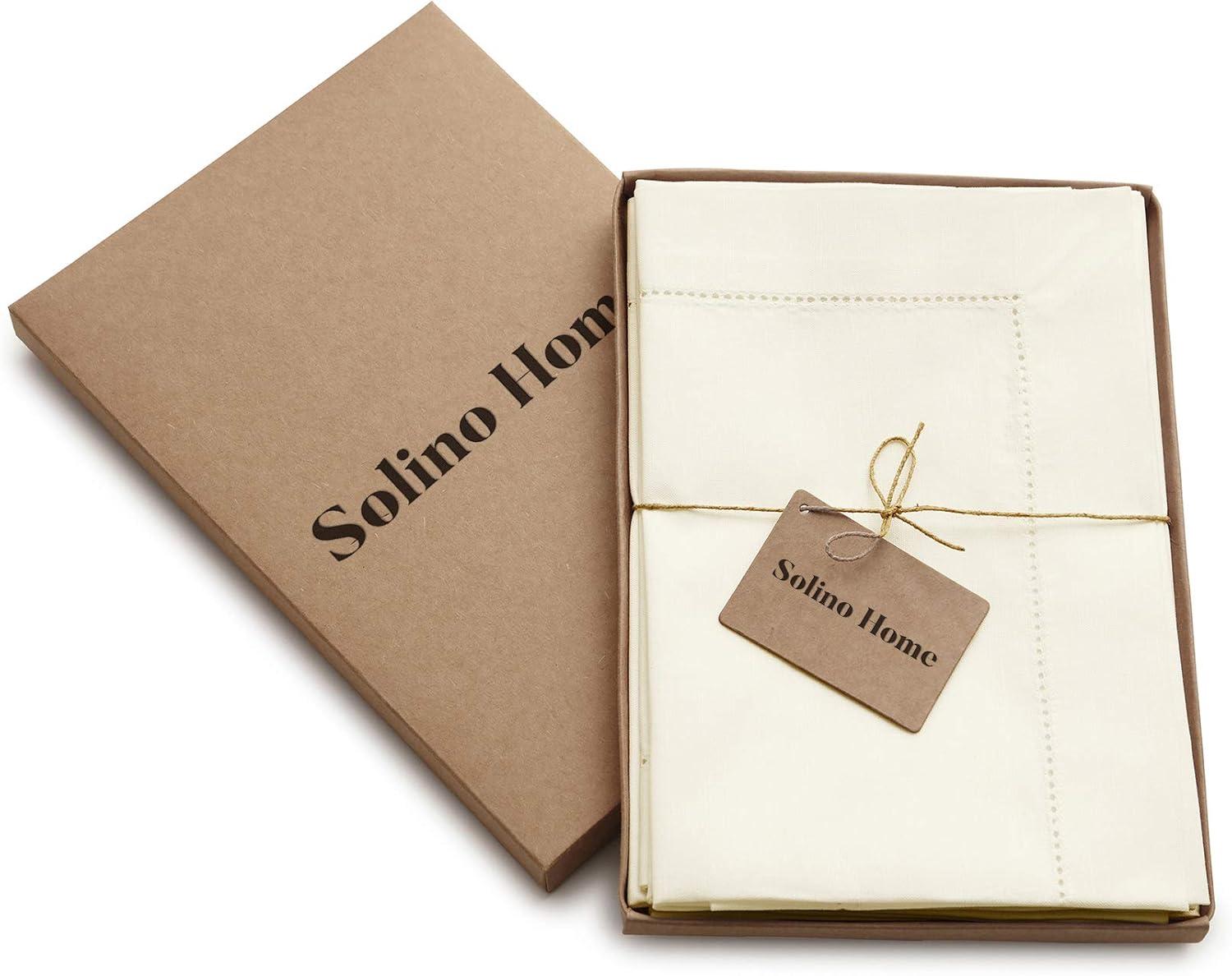 Solino Home Cotton Linen Hemstitch Dinner Napkins (Set of 4)