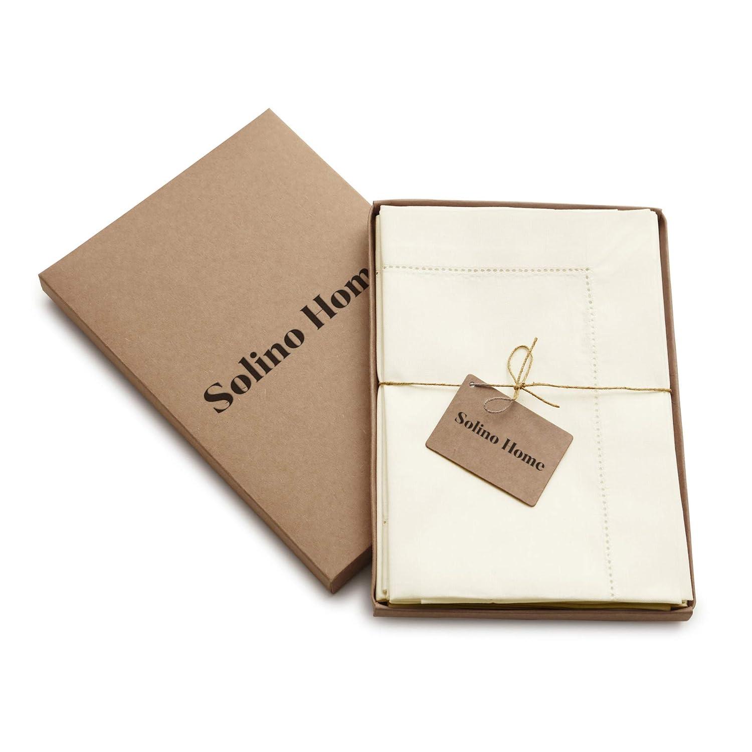 Solino Home Cotton Linen Hemstitch Dinner Napkins (Set of 4)