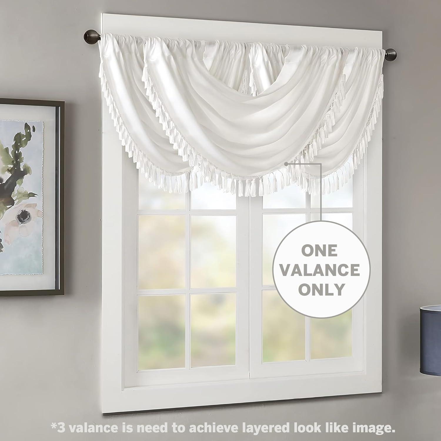 Elena Faux Silk Waterfall Embellished 38'' W Window Valance
