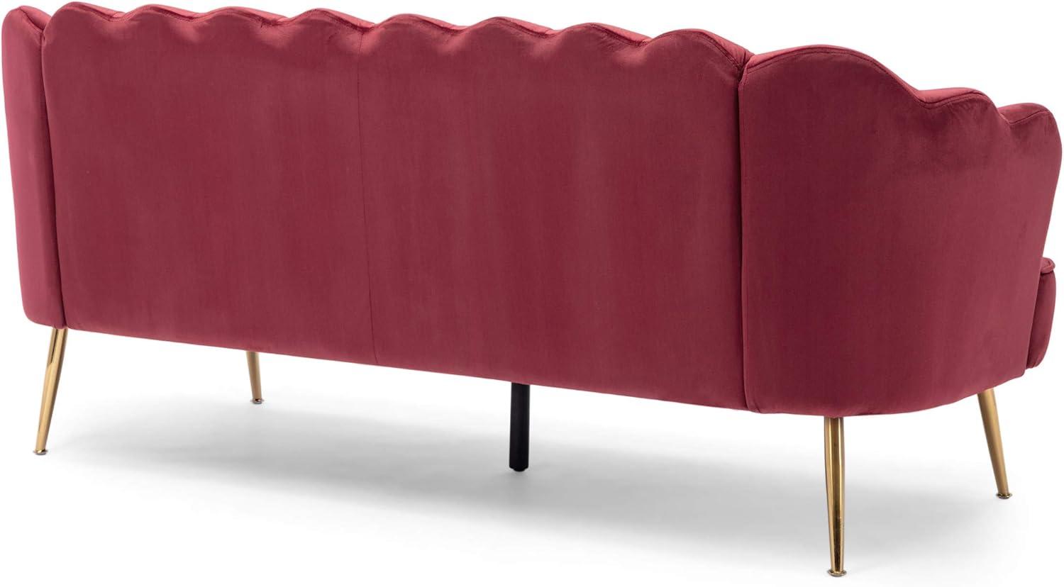 Reitz Modern Glam Velvet Channel Stitch 3 Seater Shell Sofa Blush Pink/Gold - Christopher Knight Home: Durable Iron Legs, Polyester Upholstery