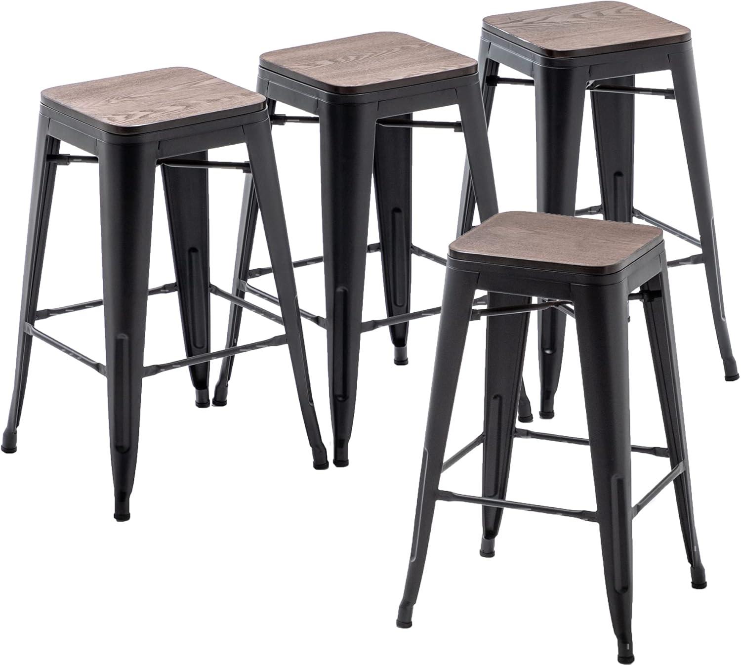 Williston Forge Kohki 24" Counter Stool Metal Bar Stools Counter Height Barstools Backless Indoor/Outdoor Bar Stools Kitchen Counter Stools Chairs(Set of 4)