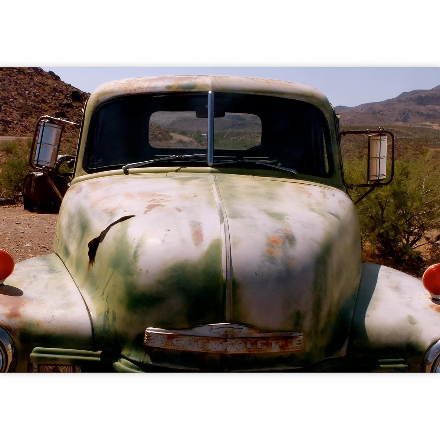 wall26 - Route 66, Abandoned Car - Removable Wall Mural | Self-Adhesive Large Wallpaper - 100x144 inches