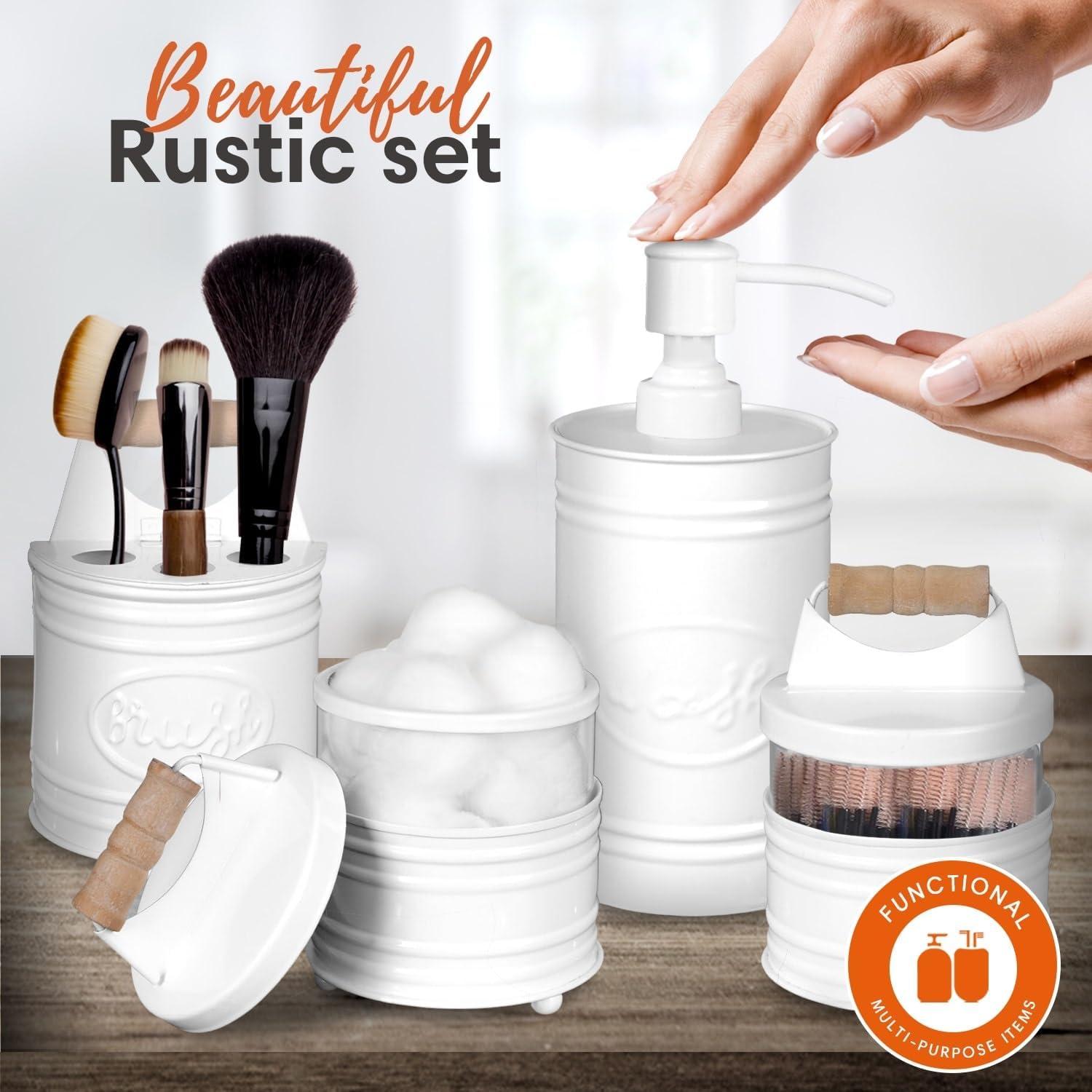 Autumn Alley Farmhouse 4 Pc. White Bathroom Accessories Set