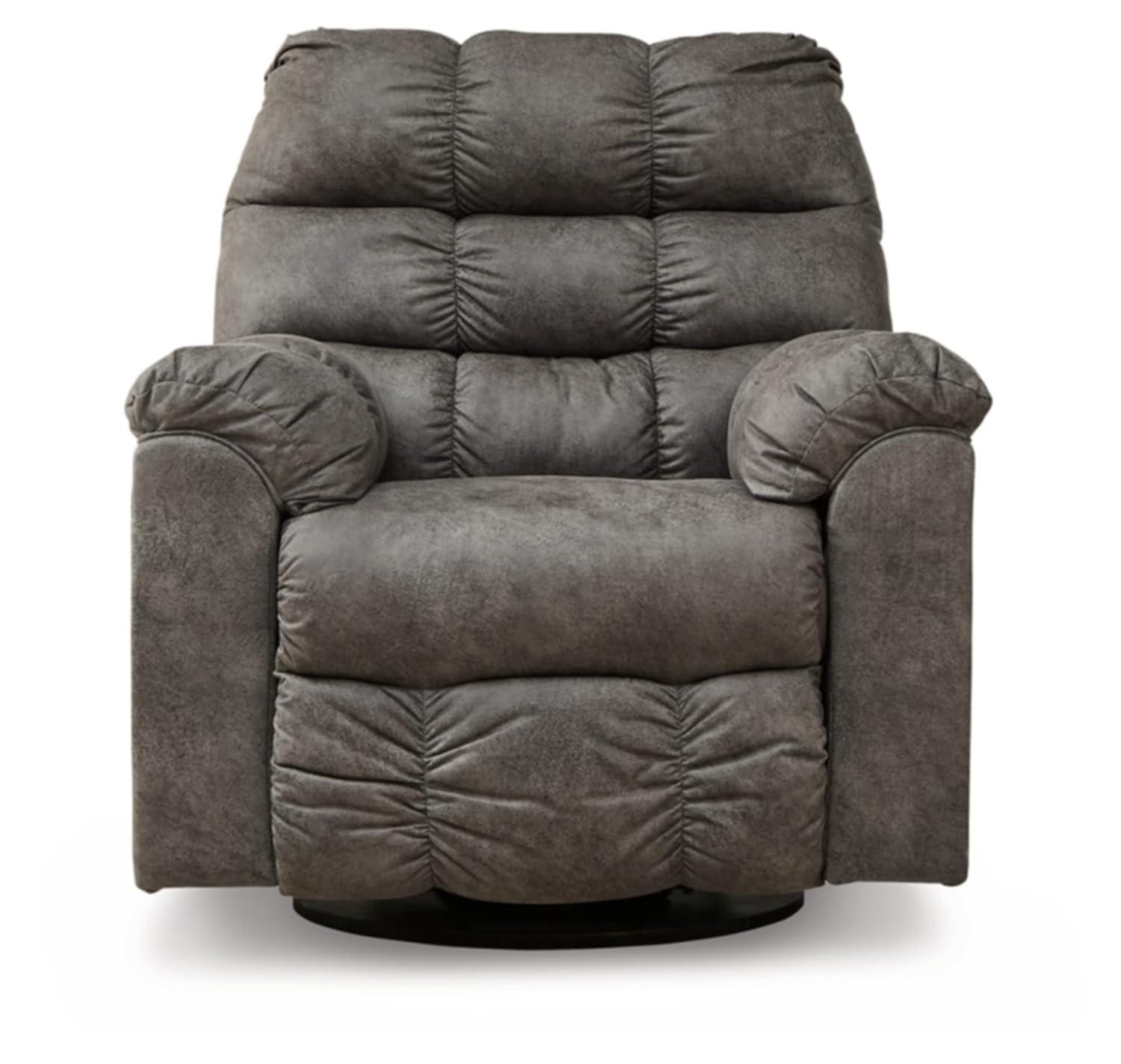 38" Wide Faux Leather Power Swivel Standard Recliner