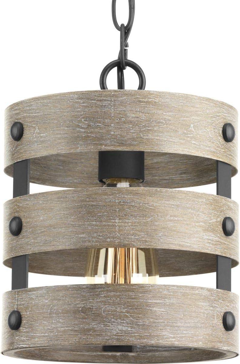 Progress Lighting Gulliver 1-Light Wall Sconce, Graphite, Open Design, Galvanized with Antique White Accents