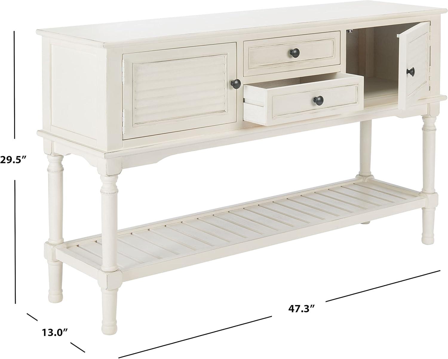 SAFAVIEH Tate Distressed White Wood Console Table with Drawer (47.3 in. W x 13 in. D x 29.5 in. H)